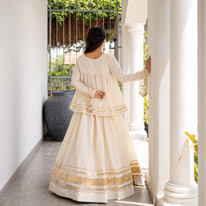Navratri Special Kora Cotton Lehenga Choli with Zari & Real Mirror Work