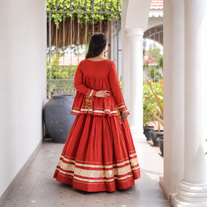 Navratri Special Kora Cotton Lehenga Choli with Zari & Real Mirror Work