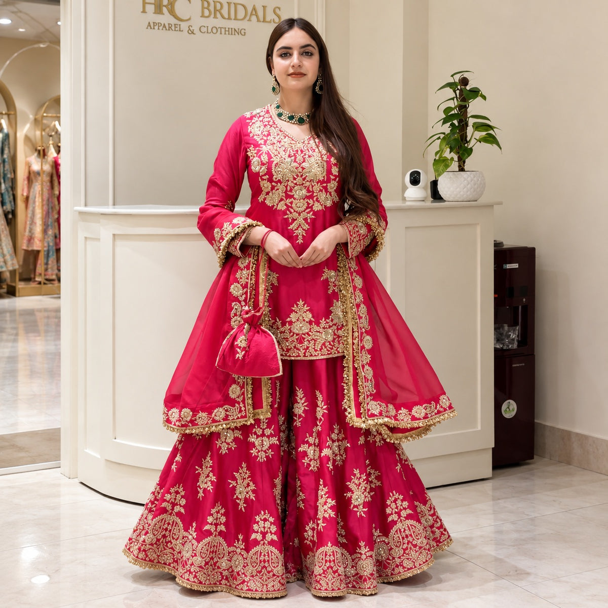 Chinon Silk Sequin & Thread Embroidered Kurti & Palazzo Set with Four-Side Lace Dupatta
