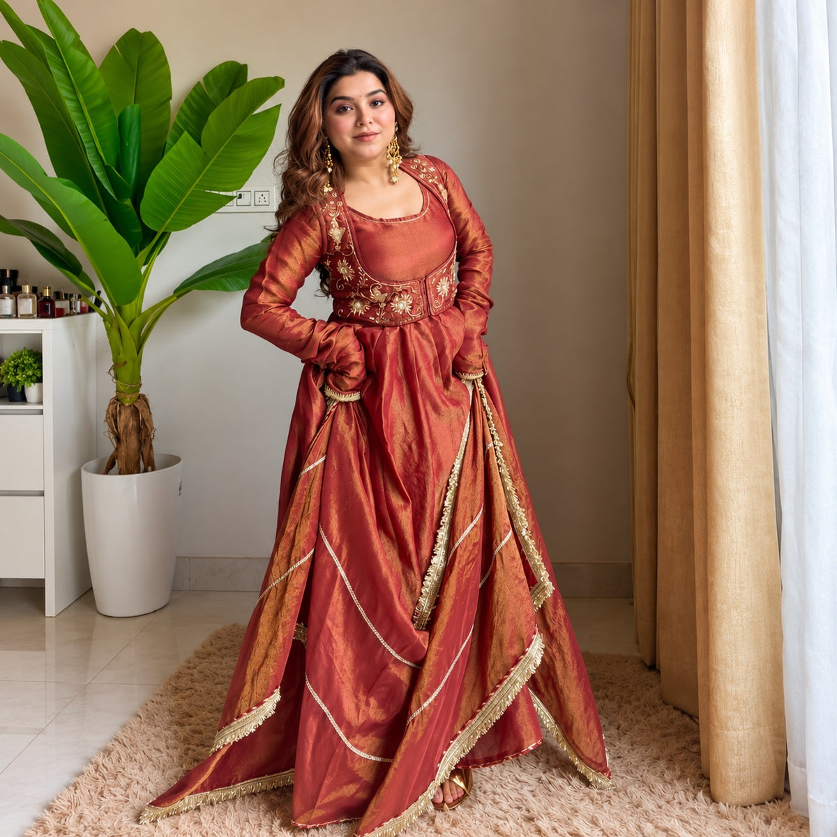 Heavy Cosmos Silk 3mm Sequin Embroidered Koti & Flared Maxi Anarkali Suit Set