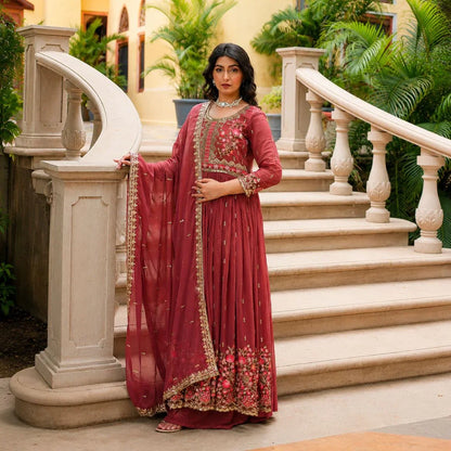 Premium Faux Georgette Sequins Embroidered Sharara Suit Set