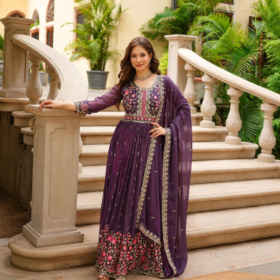 Premium Faux Georgette Sequins Embroidered Sharara Suit Set