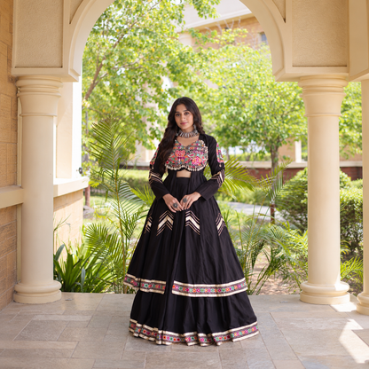 Navratri Special Kora Cotton Lehenga & Long Shrug Co-ord Set