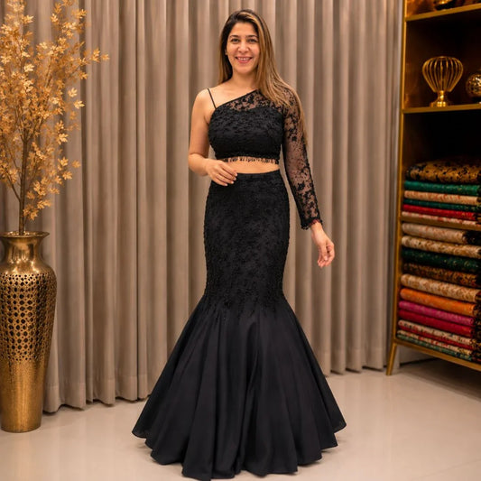 Premium Georgette Sequins Embroidered Indo-Western Dress Set