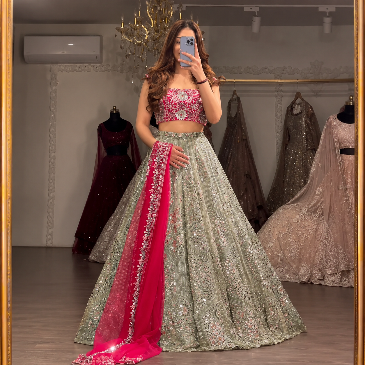 Premium Faux Georgette Embroidered Lehenga with Heavy Coding & Sequins Work