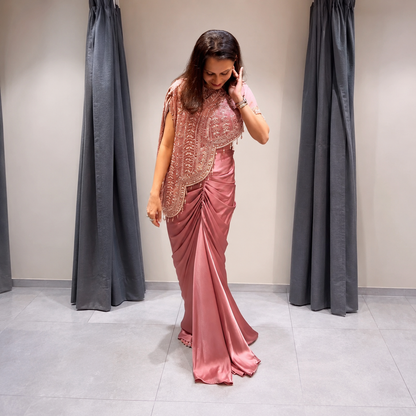 Bollywood Style Crepe Silk Indo-Western Dhoti & Embroidered Koti Set