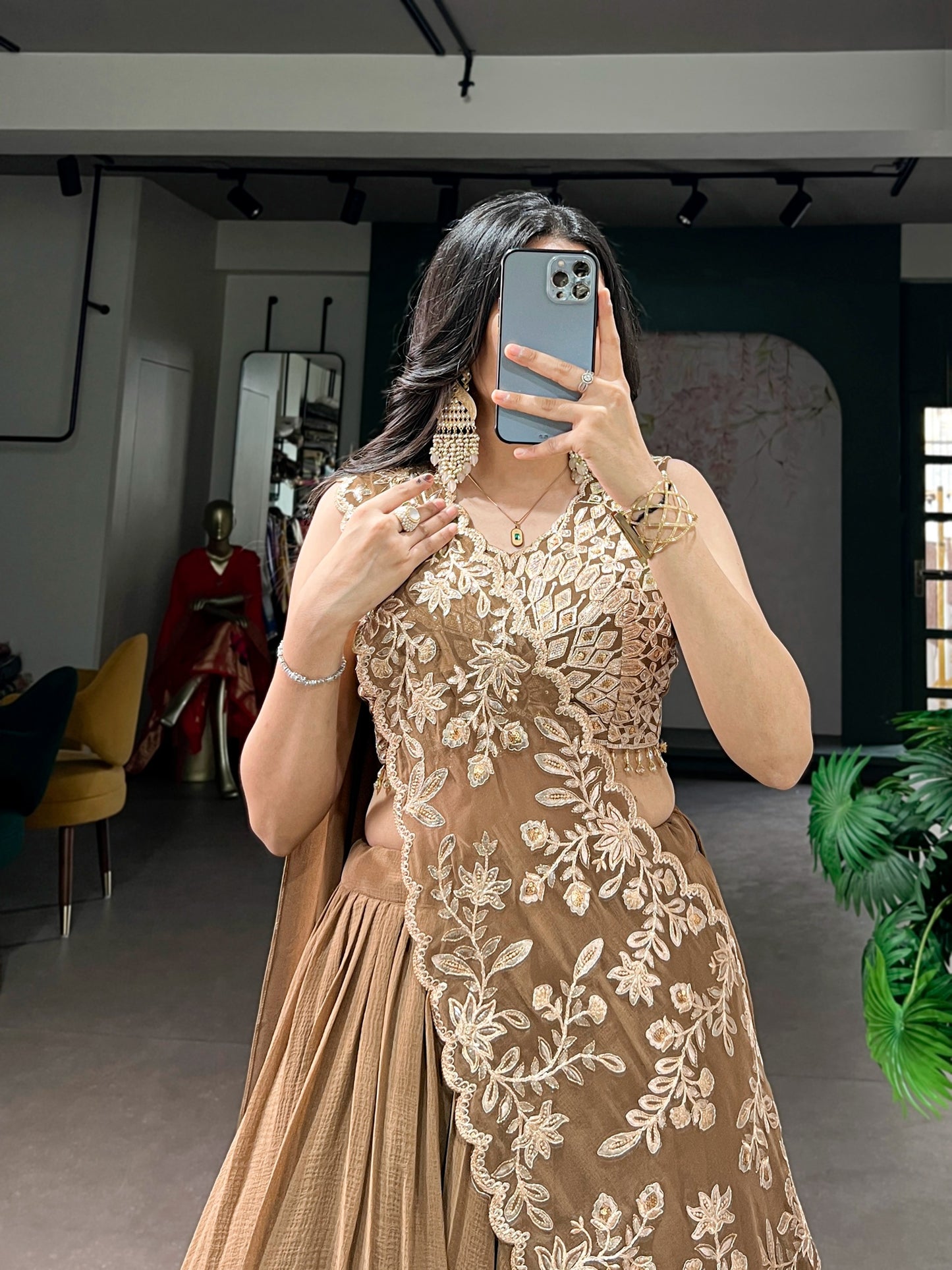 Aavrika Marble Designer Lehenga Choli with Sequins & 8-Meter Flair